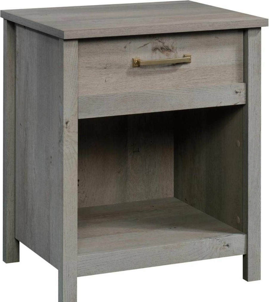 Sauder Cannery Bridge Nightstand, Bedside Table with Storage in Lintel Oak Finish for Bedroom or Living Room