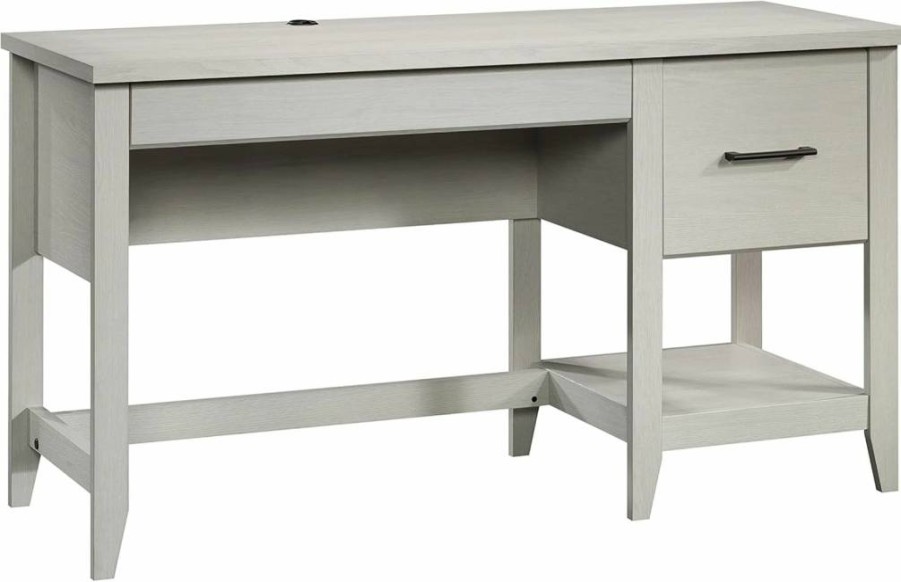 Sauder Summit Station Single Pedestal Desk in Cinnamon Cherry Finish - Modern Home Office Workstation