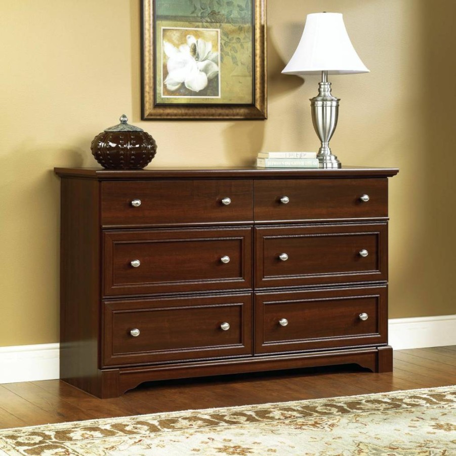 Sauder Palladia Dresser Vintage Oak Finish - Classic Wooden Chest of Drawers for Bedroom Storage