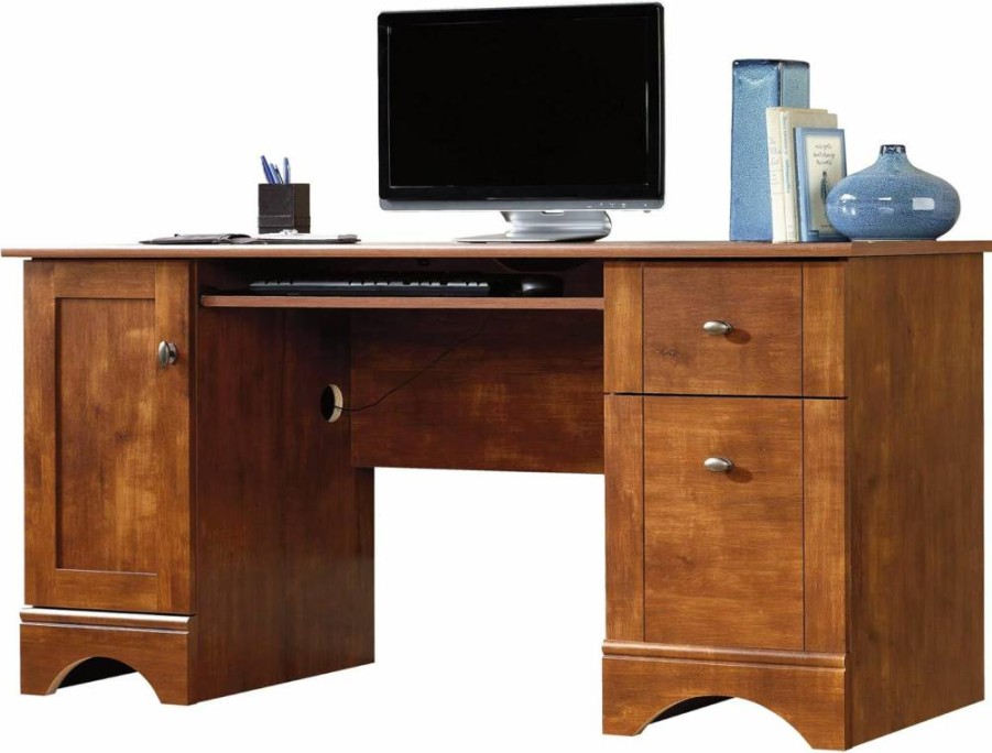 Sauder Timber Oak Office Computer Desk with Storage Drawers, Home Workspace Writing Desk