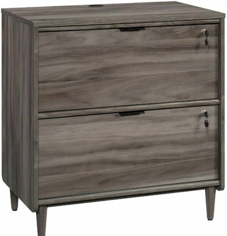 Sauder Clifford Place Lateral File Cabinet in Jet Acacia Finish - Stylish Storage Solution for Office or Home