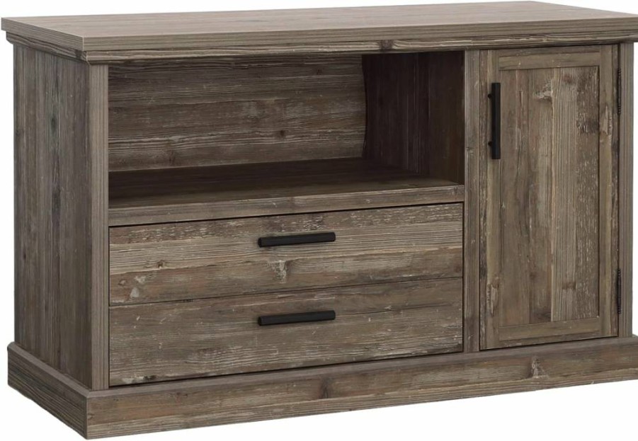 Sauder Aspen Office Credenza Desk, 47" W x 19" D x 30" H, Pebble Pine Finish, Commercial Grade Storage Cabinet