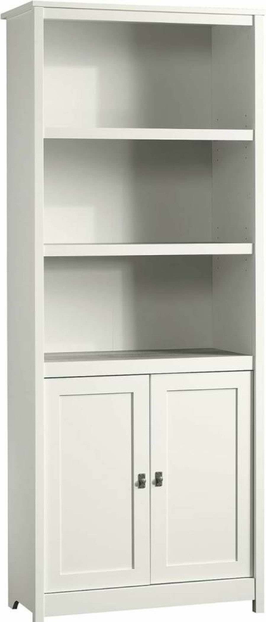 Sauder Rustic Cedar Bookcase with Adjustable Shelves and Storage Doors – Granite Trace Library Bookshelf