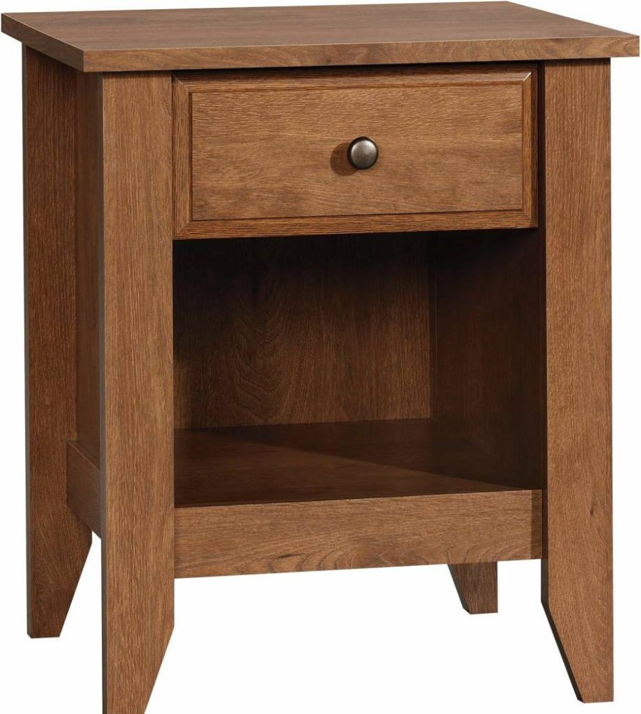 Sauder Shoal Creek Nightstand, Oiled Oak Bedside Table, 20.87" Length x 17.48" Width x 24.06" Height, Bedroom Side Table