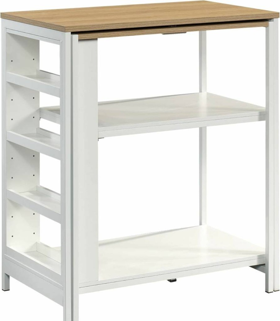 Sauder White Kitchen Island with Storage, 31.5"L x 32.88"W x 36"H, Miscellaneous Organizer for Home
