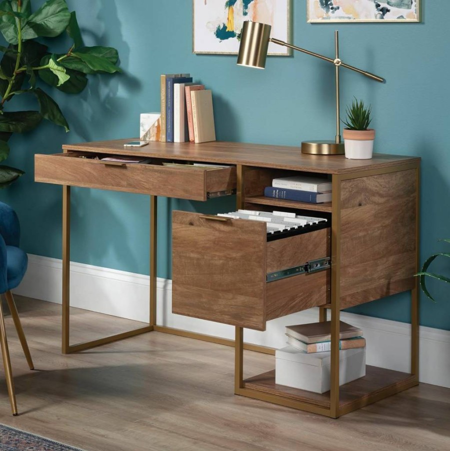 Sauder Sindoori Mango Lux Home Office Desk - Modern International Design Workspace