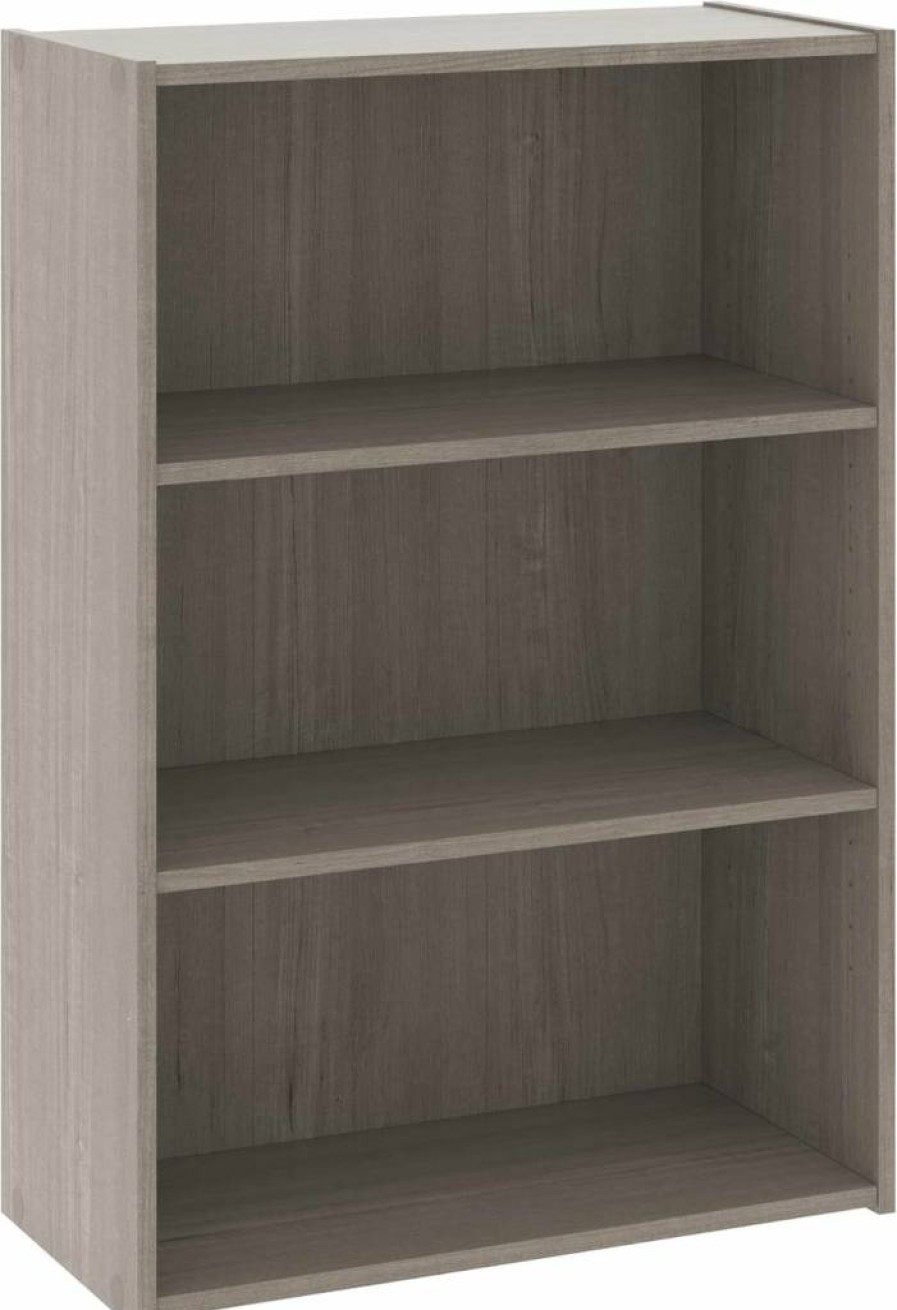 Sauder Beginnings 3-Shelf Bookcase in Silver Sycamore - Adjustable Storage Shelves for Home & Office Organization
