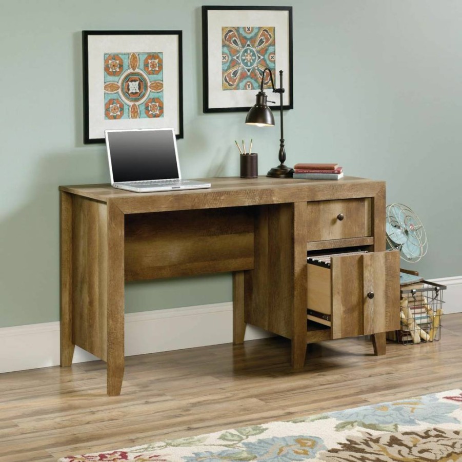 Sauder Dakota Pass Craftsmanship Oak Finish Writing Desk for Home Office Workspace