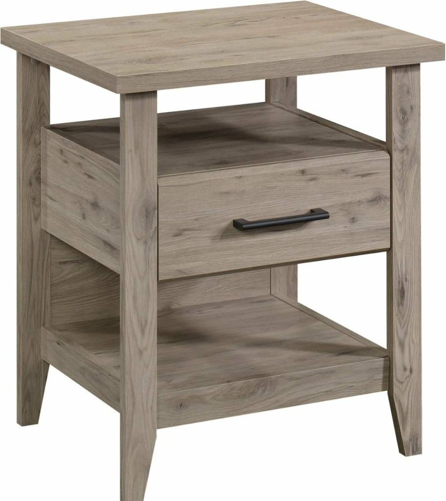 Sauder Laurel Oak Finish Night Stand with Summit Station Design for Bedroom Furniture