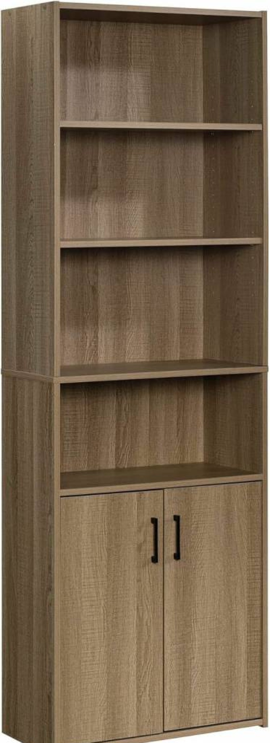 Sauder Beginnings 5-Shelf Bookcase with Doors - Summer Oak Finish, Storage Cabinet for Home Office