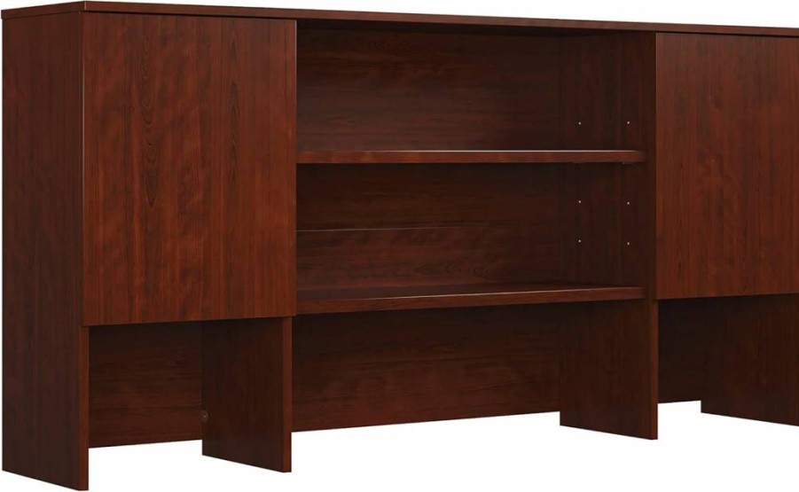 Sauder Officeworks 72" Storage Hutch in Classic Cherry Finish - Spacious Home Office Furniture