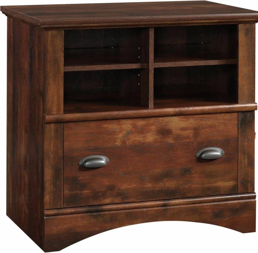 Sauder Salt Oak 2-Drawer Lateral File Cabinet with Shelves - Harbor View Storage Solution