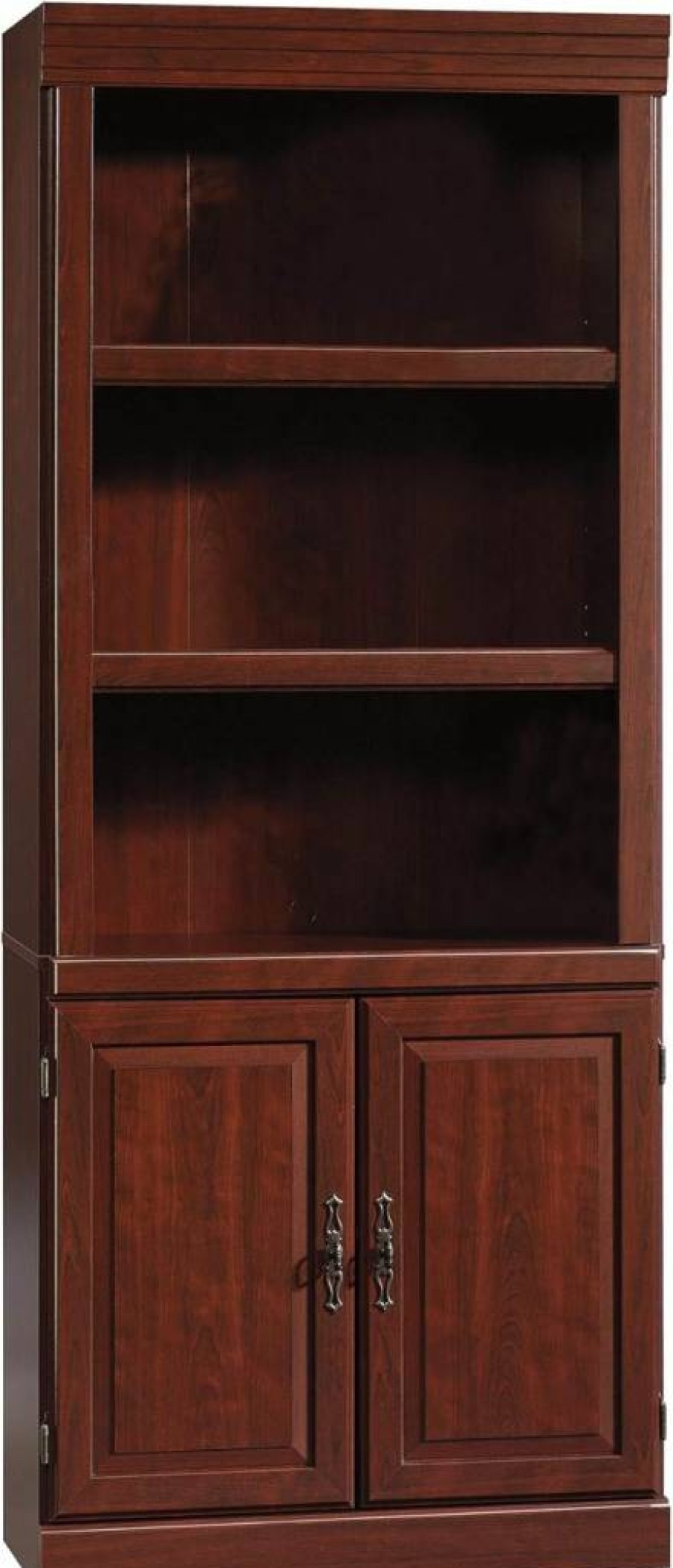 Sauder Heritage Hill Library Bookcase with Doors, Classic Cherry Finish, 29.8"W x 12.99"D x 71.26"H, Storage Shelf for Home Office
