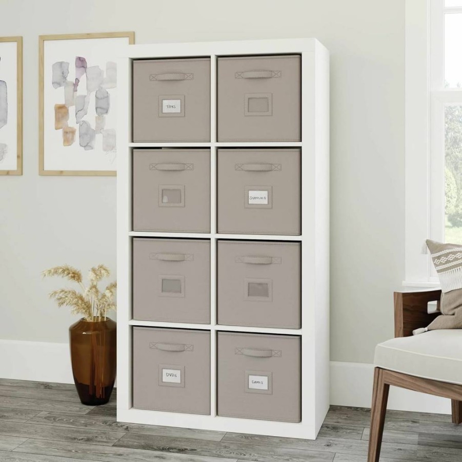 Sauder Lintel Oak 8-Cube Storage Organizer, Modular Bookshelf for Home & Office