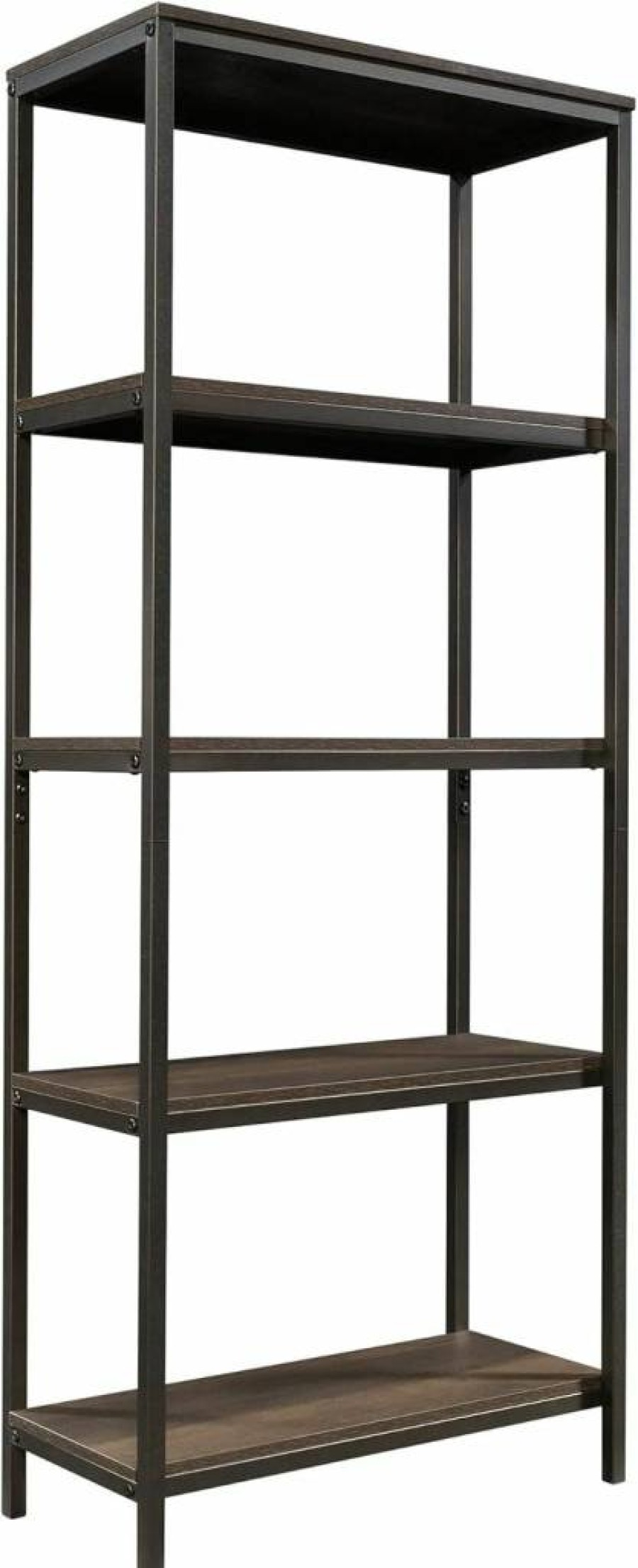 Sauder North Avenue 36" Tall Bookcase with TV Mount - Charter Oak Finish Bookshelf for Living Room Storage