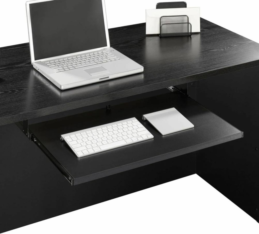 Sauder Via Collection Keyboard Tray with Soft Black Finish for Ergonomic Workspace