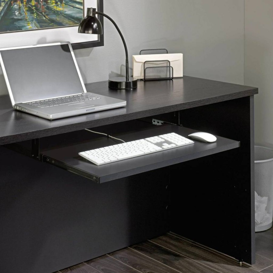 Sauder Via Collection Keyboard Tray with Soft Black Finish for Ergonomic Workspace