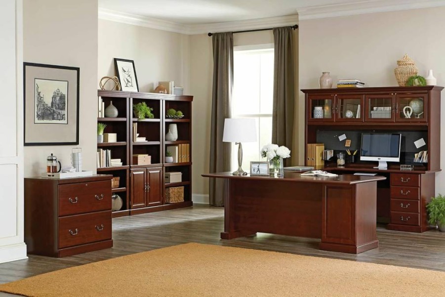 Sauder Heritage Hill Hutch Bookcase with Classic Cherry Finish - Stylish Storage Cabinet for Home or Office