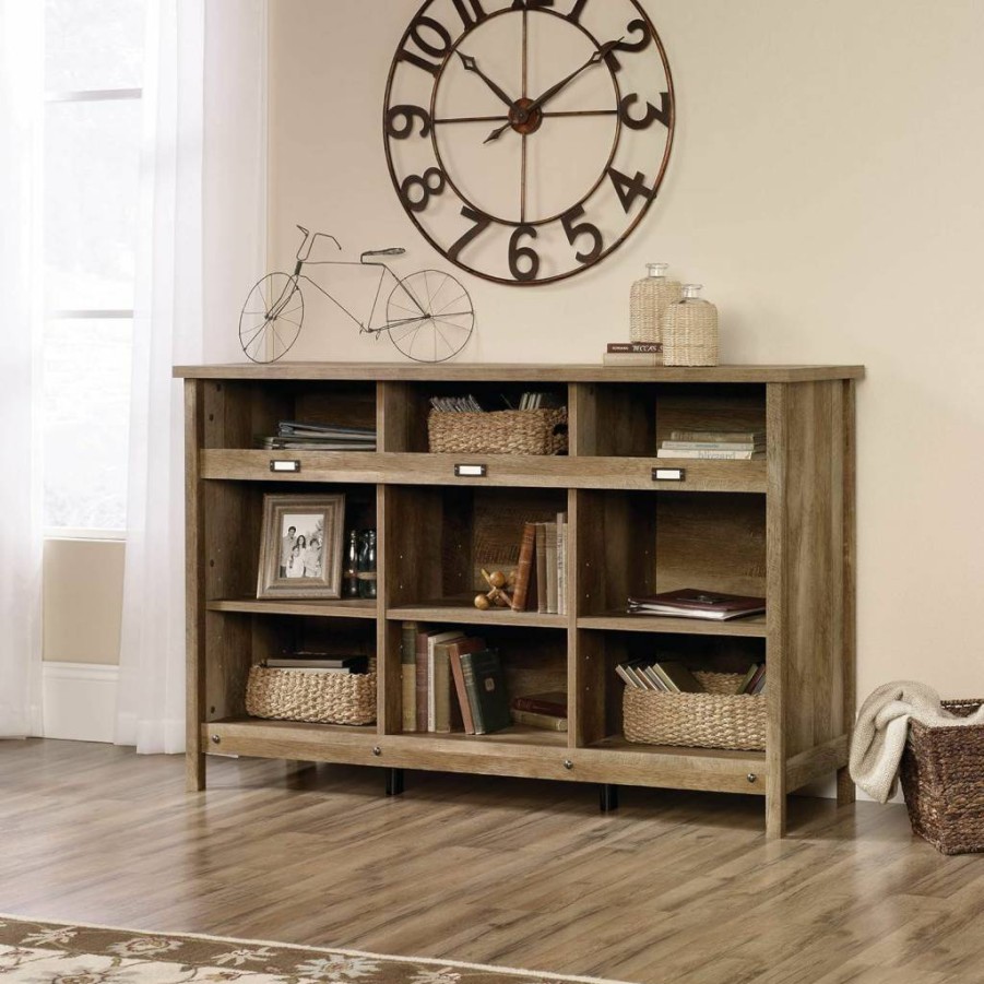 Sauder Adept Multi-Purpose Storage Credenza with Craftsman Oak Finish for Home Office Organization