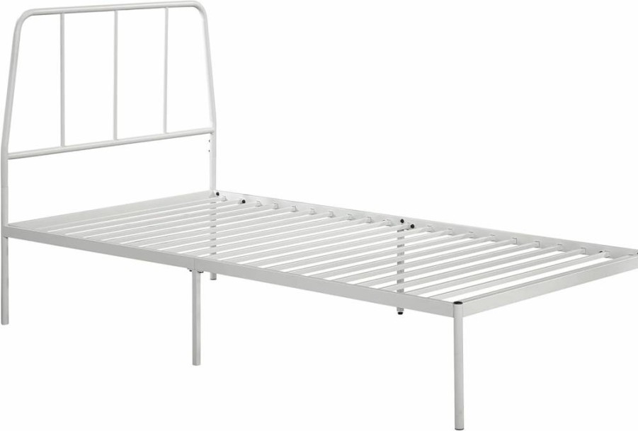 Sauder Harvey Park Twin Size Platform Bed Frame with White Finish - Sturdy Wooden Bed Base for Modern Bedrooms