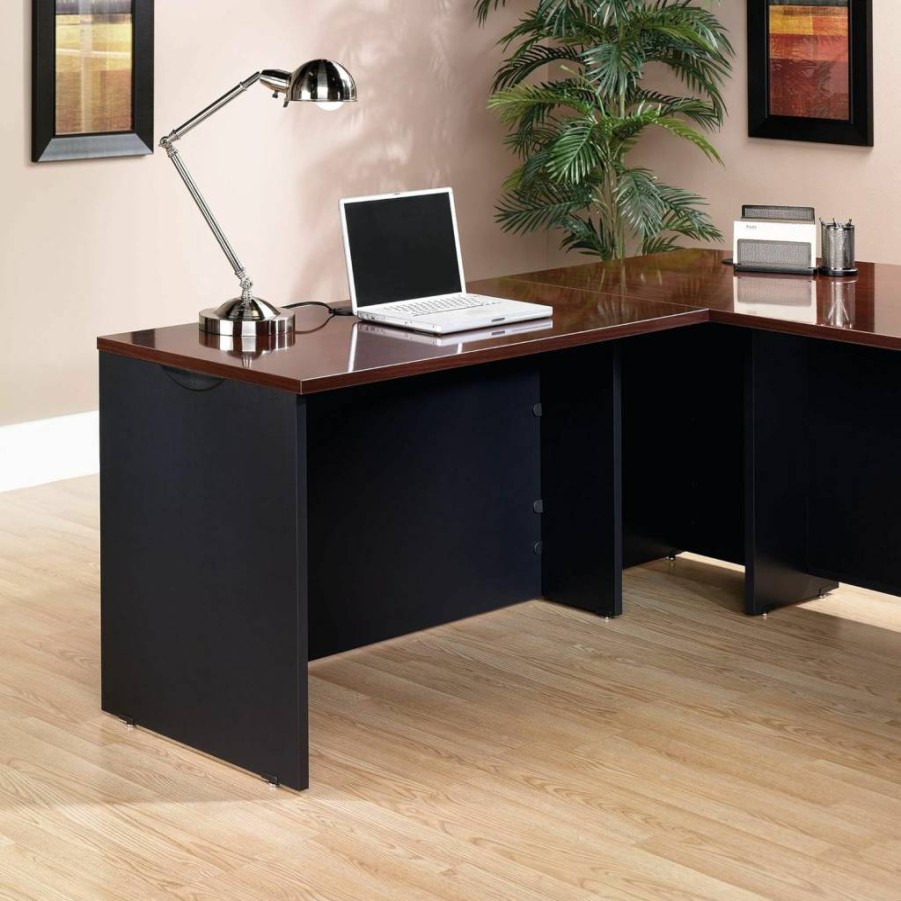 Sauder Via Executive Office Desk Return with Classic Cherry Finish - Stylish L-Shaped Workstation for Home or Business