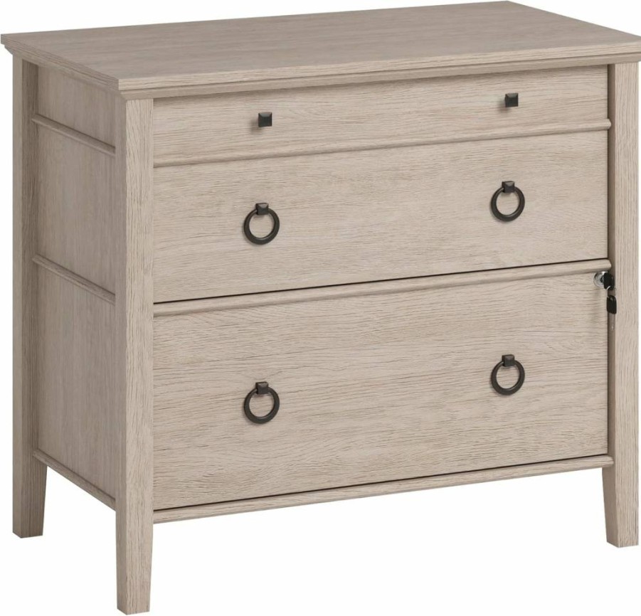 Sauder East Adara Lateral File Cabinet, Cascade Oak Finish - 2-Drawer Storage Organizer for Home or Office