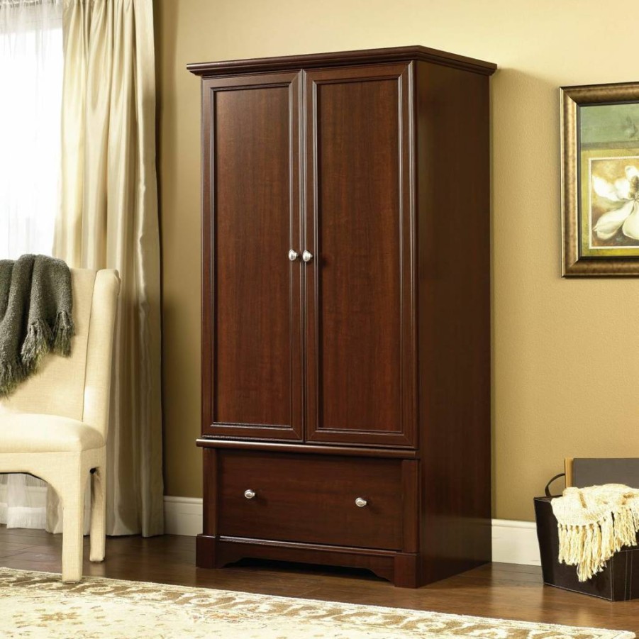 Sauder Palladia Armoire with Select Cherry Finish - Stylish Storage Cabinet for Bedroom or Closet