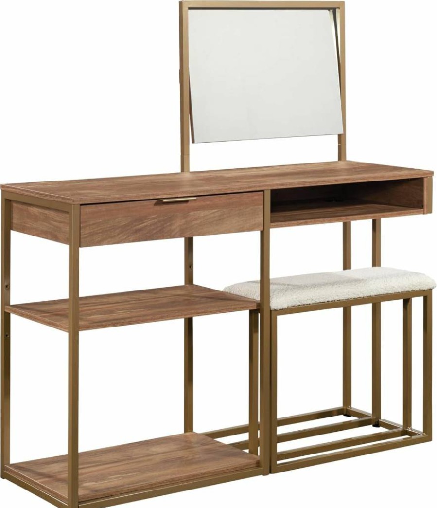 Sauder International Lux Vanity Dresser in Sindoori Mango Finish - Modern Bedroom Storage Solution