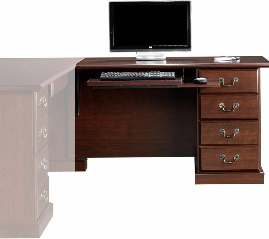 Sauder Heritage Hill 48" L-Shaped Desk Return Kit in Classic Cherry Finish for Home Office