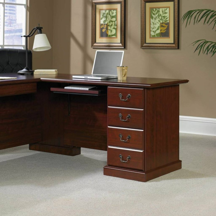 Sauder Heritage Hill 48" L-Shaped Desk Return Kit in Classic Cherry Finish for Home Office