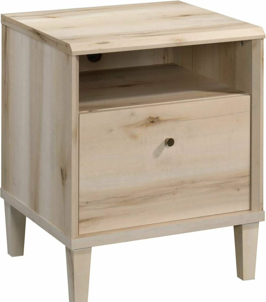 Sauder Willow Place Nightstand with 1 Drawer and Open Shelf, Pacific Maple Finish Storage Side Table