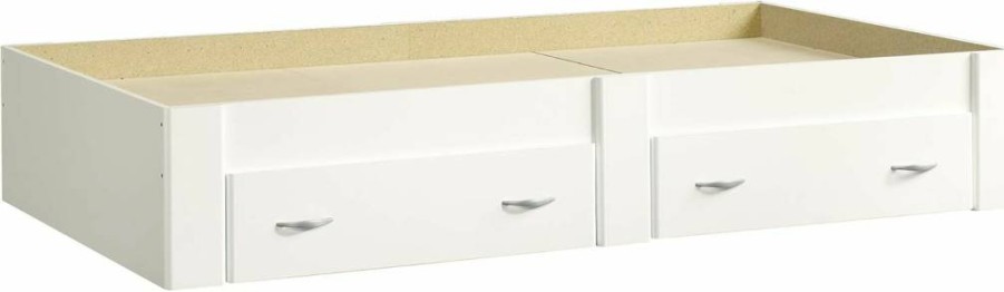 Sauder Beginnings Twin Bed Frame with Storage Drawers, Soft White Finish, Sturdy Platform Design for Kids and Teens