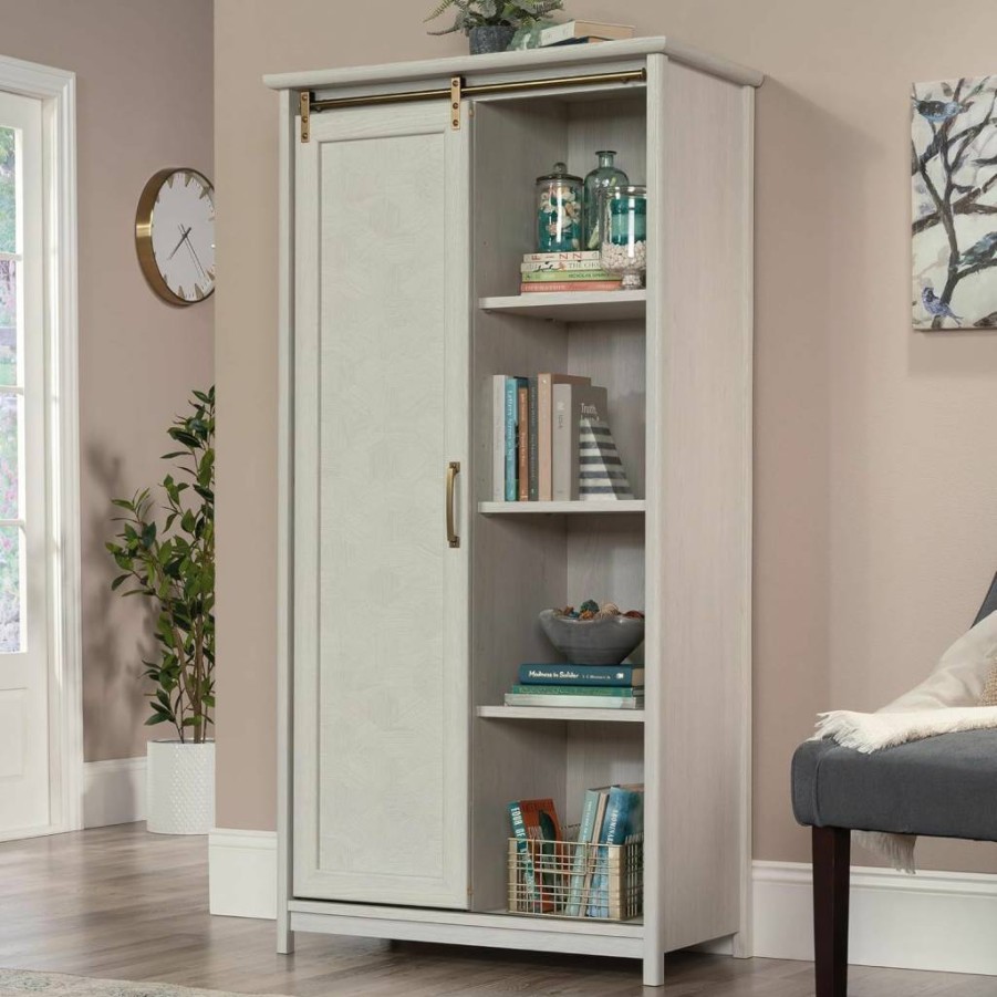 Sauder Glacier Oak Coral Cape Storage Cabinet with Adjustable Shelves