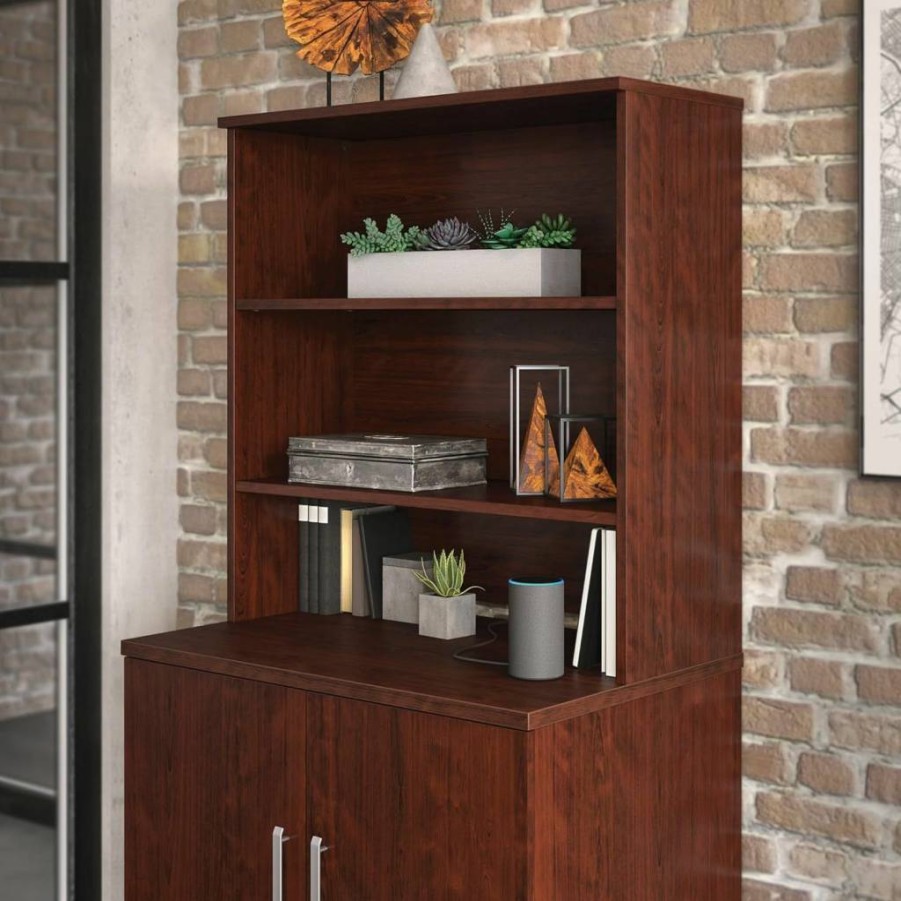 Sauder Noble Elm 36" x 36" Office Bookcase Hutch with Storage Shelves, Affirm Collection