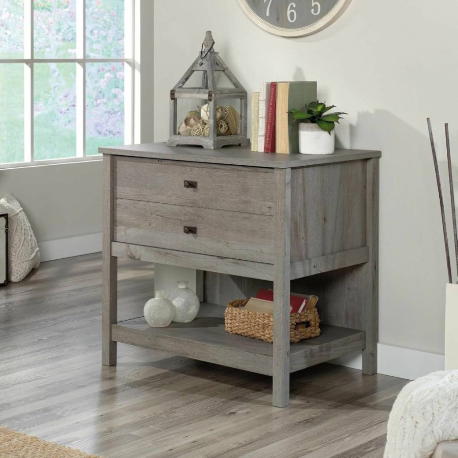 Sauder Mystic Oak Lateral File Cabinet with Open Shelf Storage for Home Office Organization
