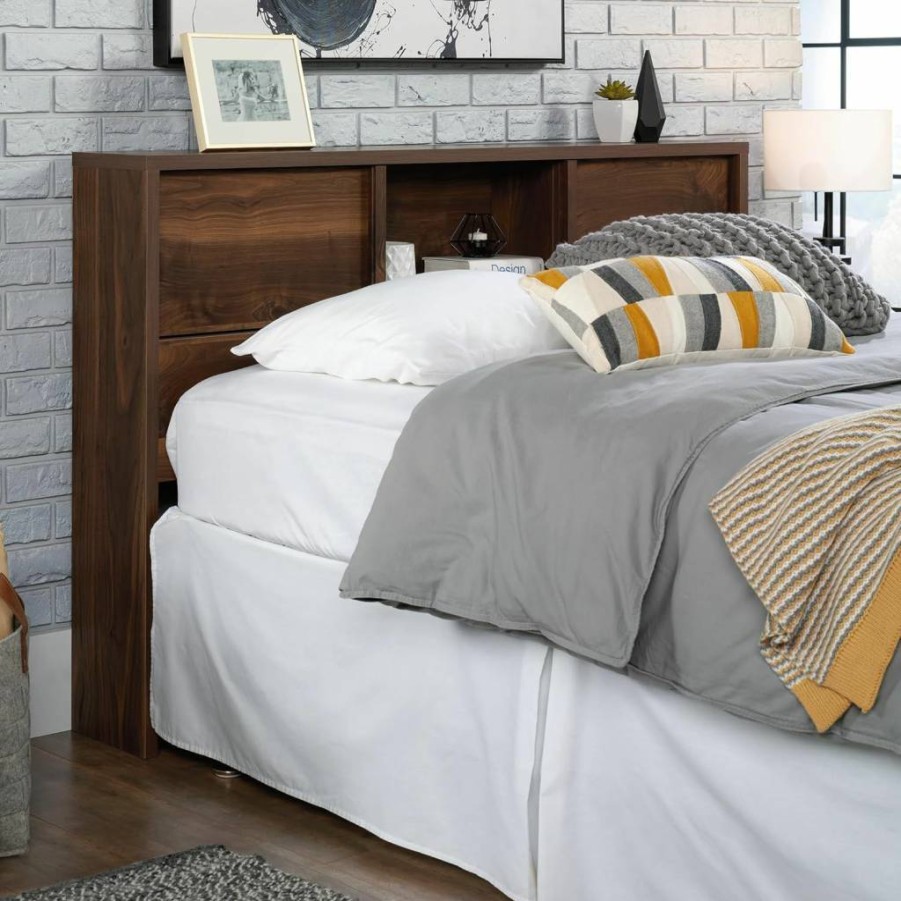 Sauder Harvey Park Full-Queen Headboard in Grand Walnut Finish - Stylish Wooden Bed Frame for Queen Beds