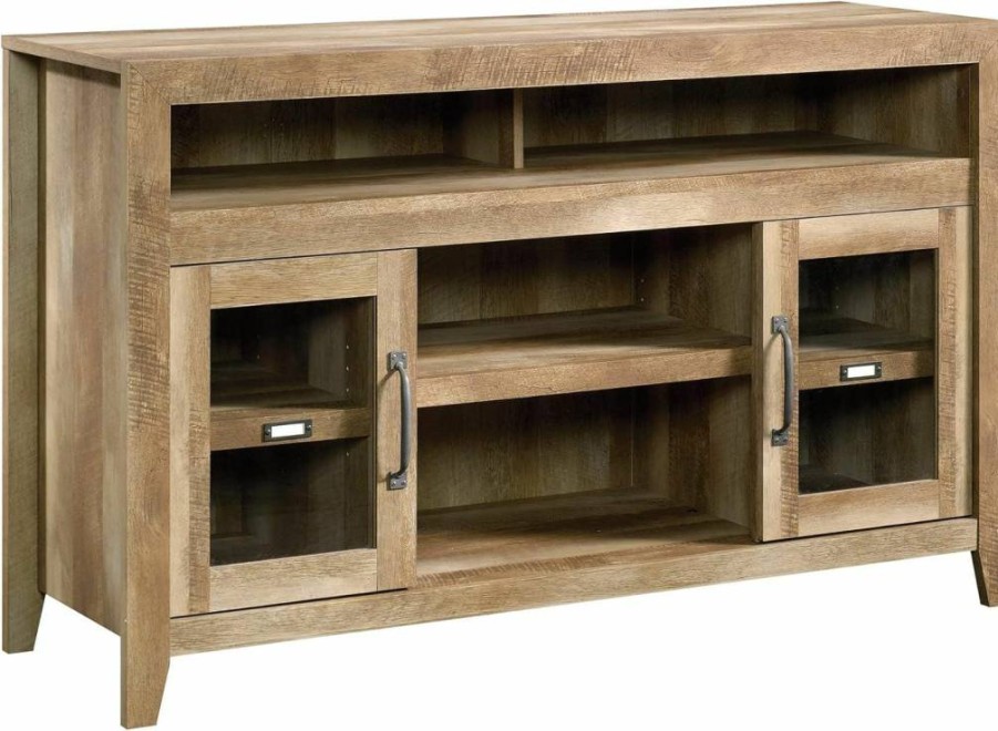 Sauder Dakota Pass 60" TV Stand with Storage, Craftsman Oak Finish Entertainment Credenza for Living Room