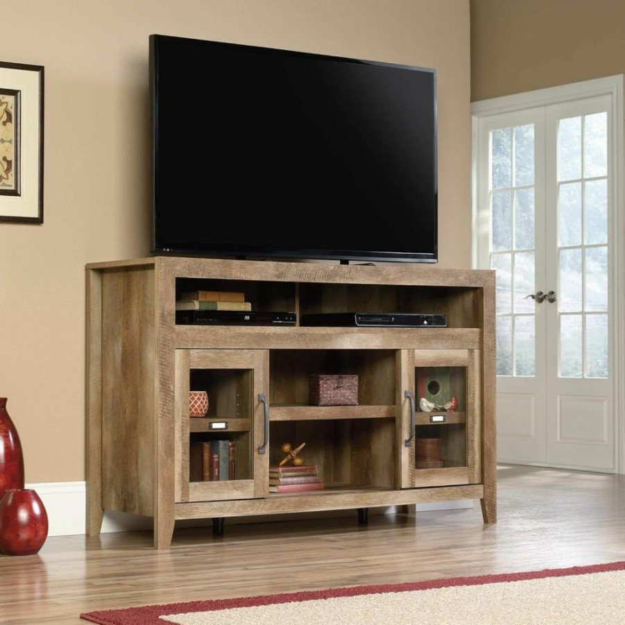 Sauder Dakota Pass 60" TV Stand with Storage, Craftsman Oak Finish Entertainment Credenza for Living Room
