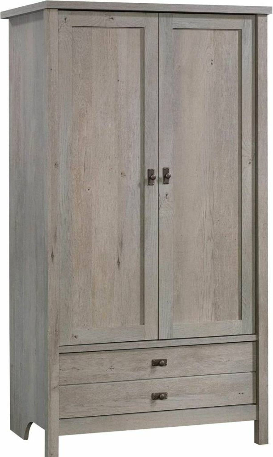 Sauder Cottage Road Wardrobe Armoire Cabinet with Raven Oak Finish - Stylish Storage for Bedroom or Closet Organization