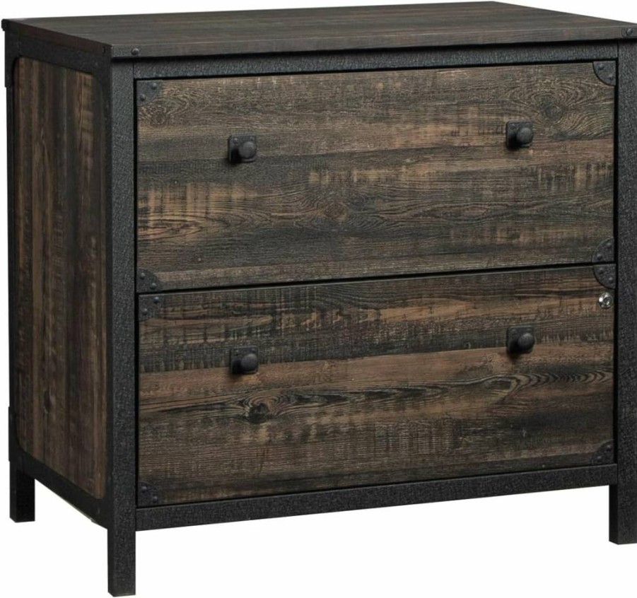 Sauder Carbon Oak Lateral File Cabinet - Steel River Series Office Storage Solution