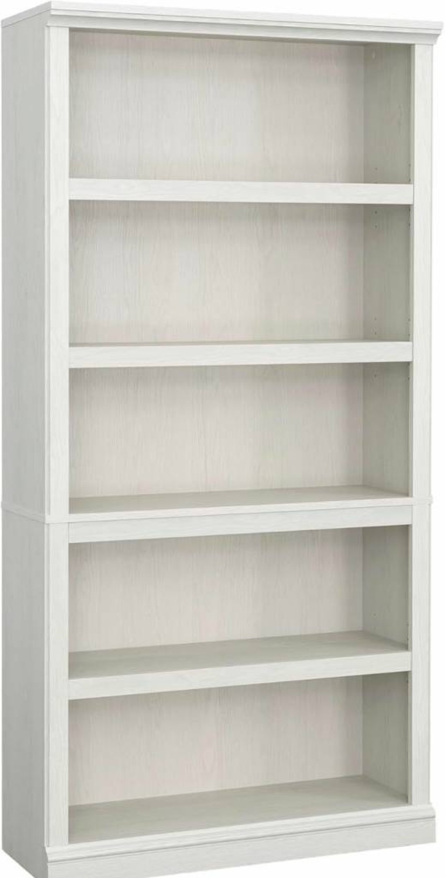 Sauder White 5-Tier Wooden Bookcase - Multipurpose Storage Shelf for Home Office, Living Room, Study & Library - Durable Bookshelf with Plank Design