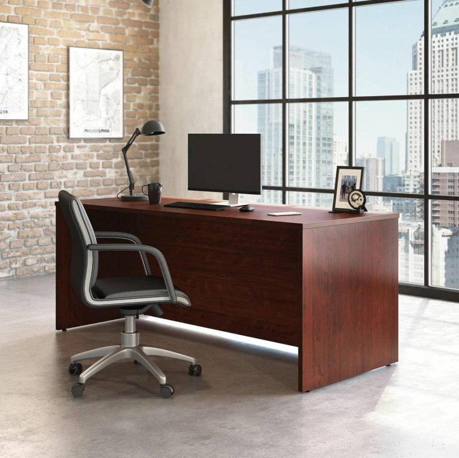OfficeWorks by Sauder Commercial Office Desk, 71.1" Length x 29.5" Width x 29.3" Height, Classic Cherry Finish, Durable Workstation for Home or Business