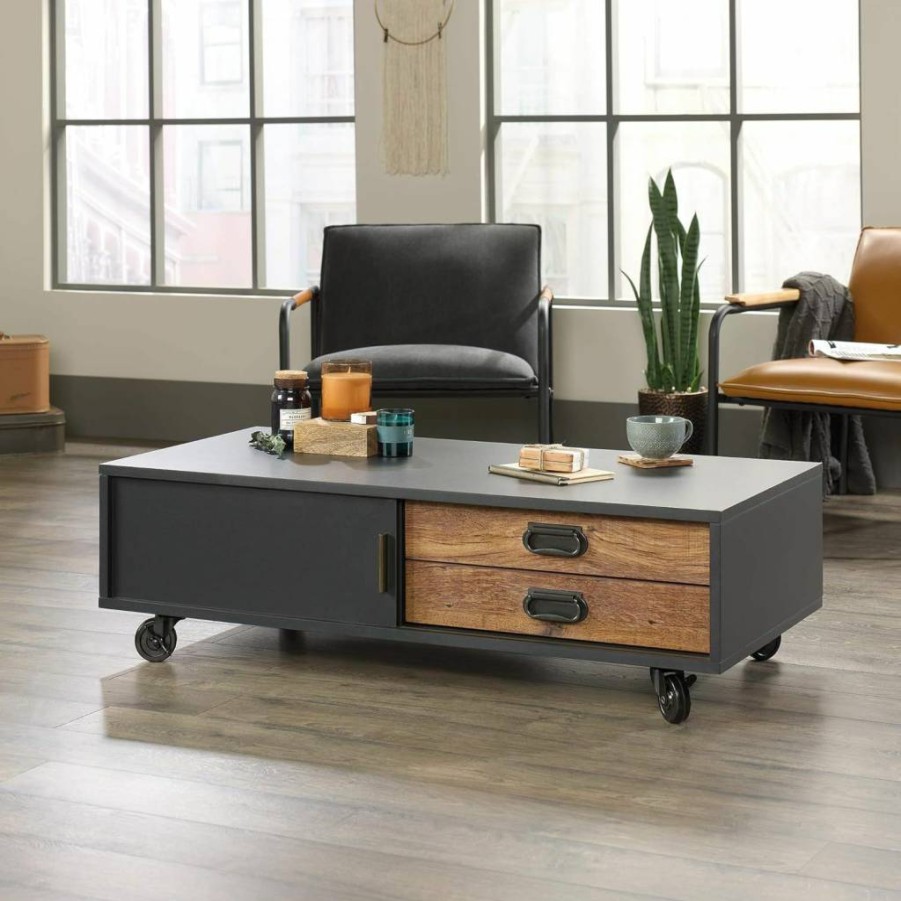 Sauder Boulevard Cafe Coffee Table - Modern Black Finish Living Room Furniture