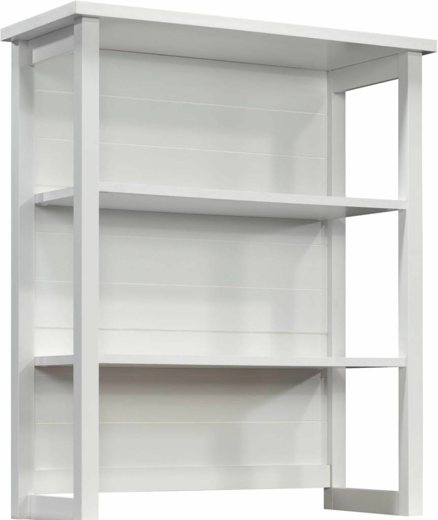 Sauder White Cottage Road Library Hutch Bookcase with Storage Shelf