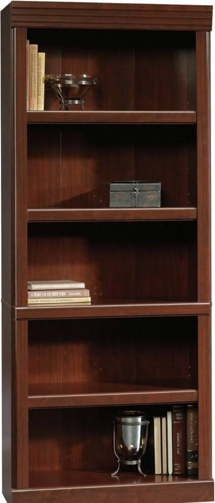 Sauder Heritage Hill Library Bookcase, Classic Cherry Finish, 29.8"W x 13.09"D x 71.26"H, Storage Shelf for Home Office