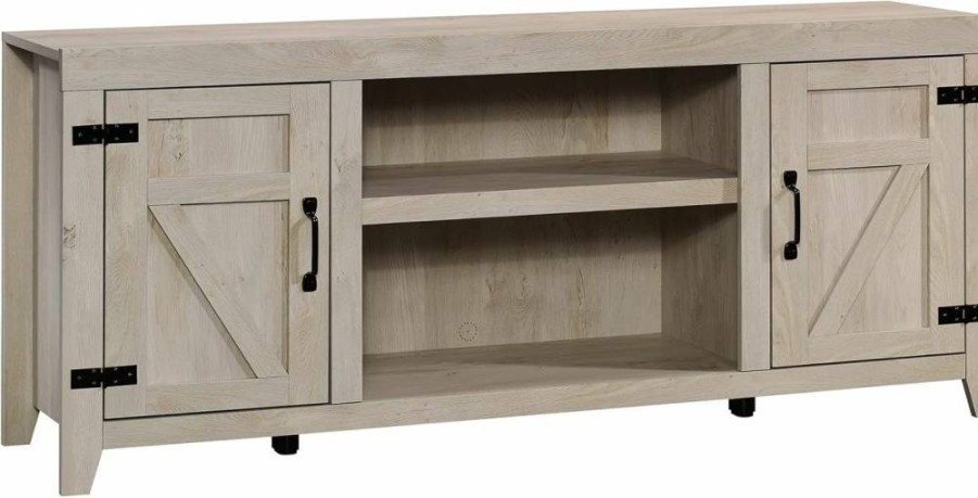Sauder Farmhouse TV Stand for 70-Inch TVs, Chalked Chestnut Finish Entertainment Credenza