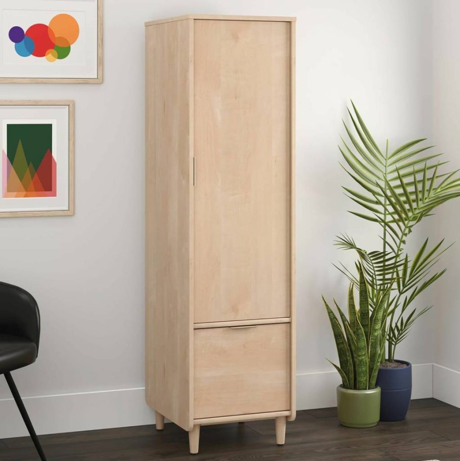 Sauder Clifford Place Natural Maple Finish Storage Cabinet with Adjustable Shelves