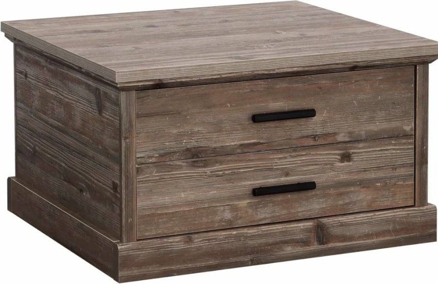 Sauder Aspen Post Coffee Table in Pebble Pine Finish - Modern Wooden Living Room Furniture