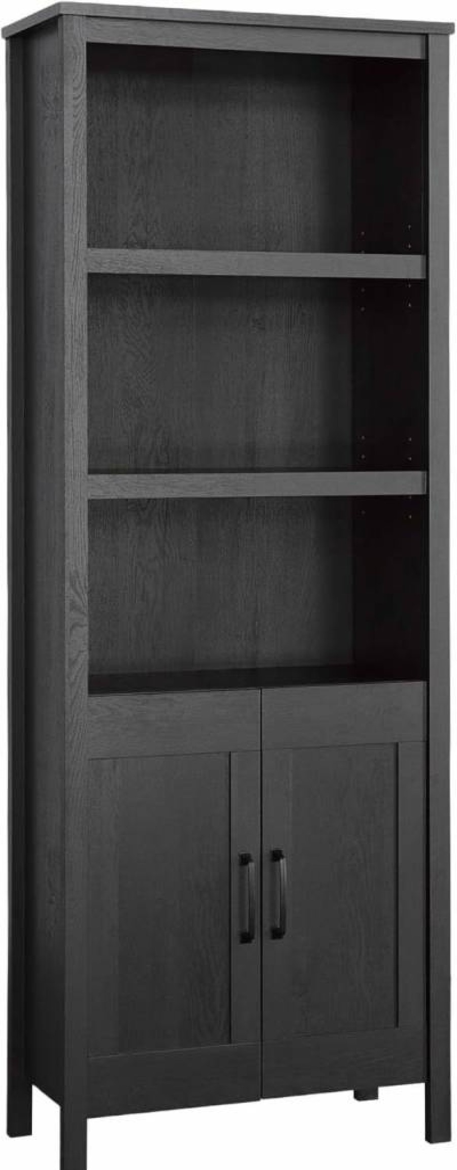 Sauder Khaki Pine Bookcase with Doors - Stylish Storage Cabinet for Home or Office