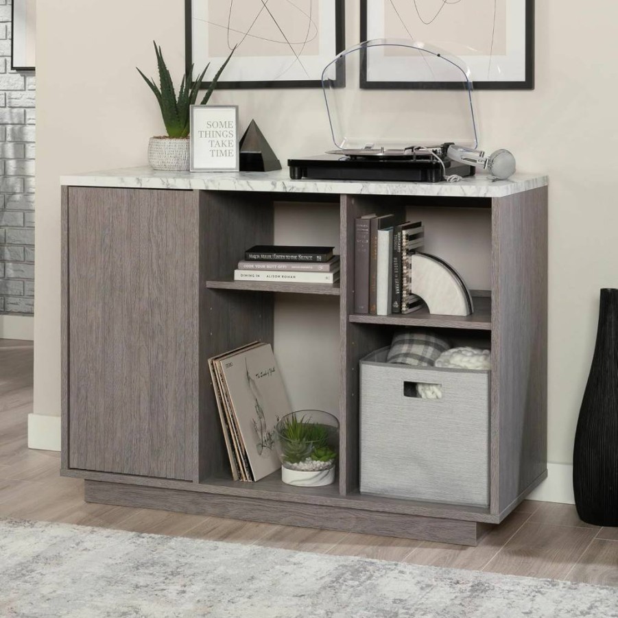Sauder East Rock Accent Storage Cabinet - 47.17" Wide Ashen Oak Finish with Door for Home Organization